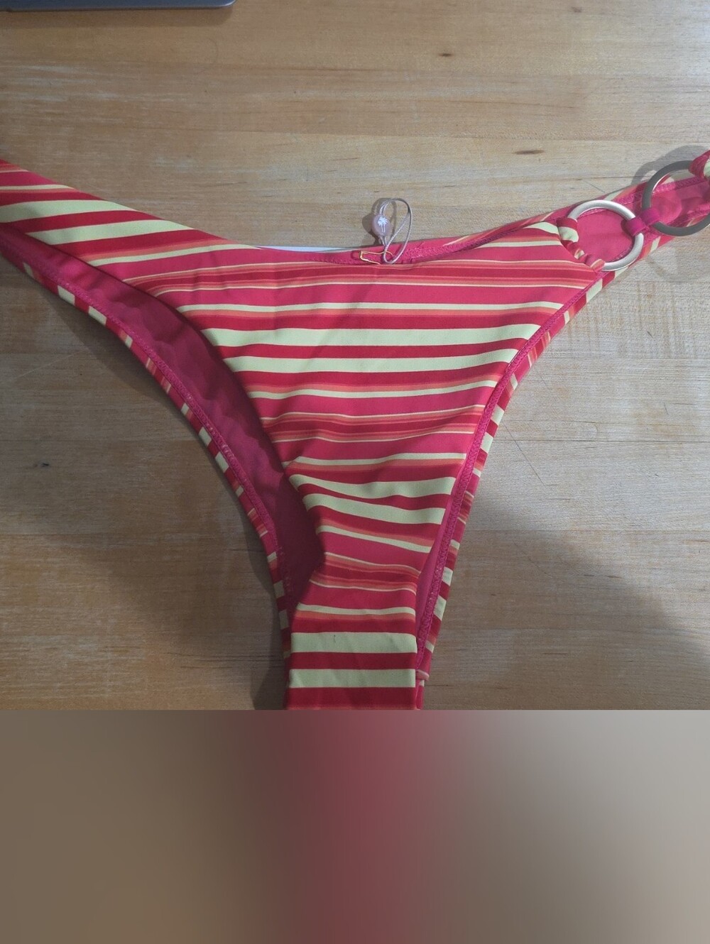 Escape To Paradise Striped Pink and Yellow Women’s Swim Bikini Bottom